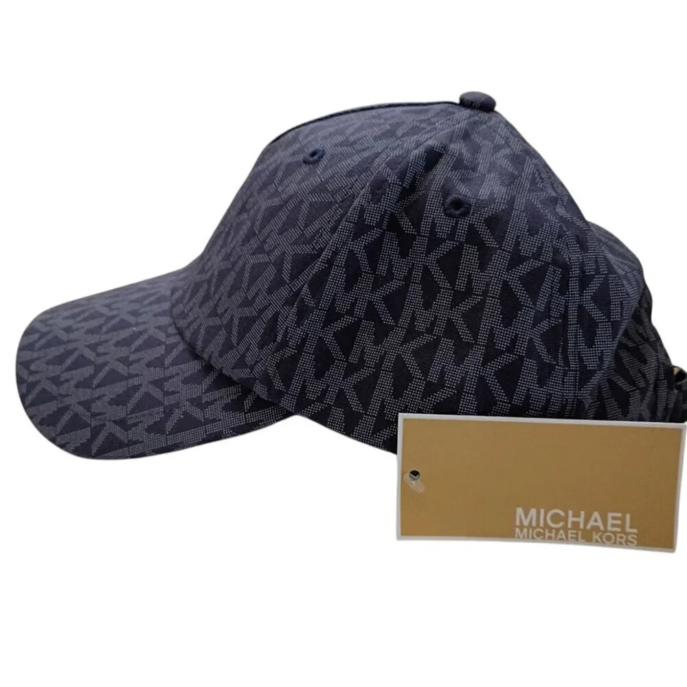 Michael Kors Women's Blue Cotton Adjustable Logo Cap - One Size